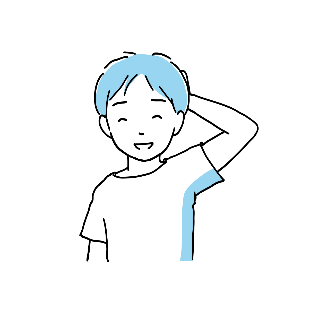 照れ笑いする人のイラスト｜さしえや