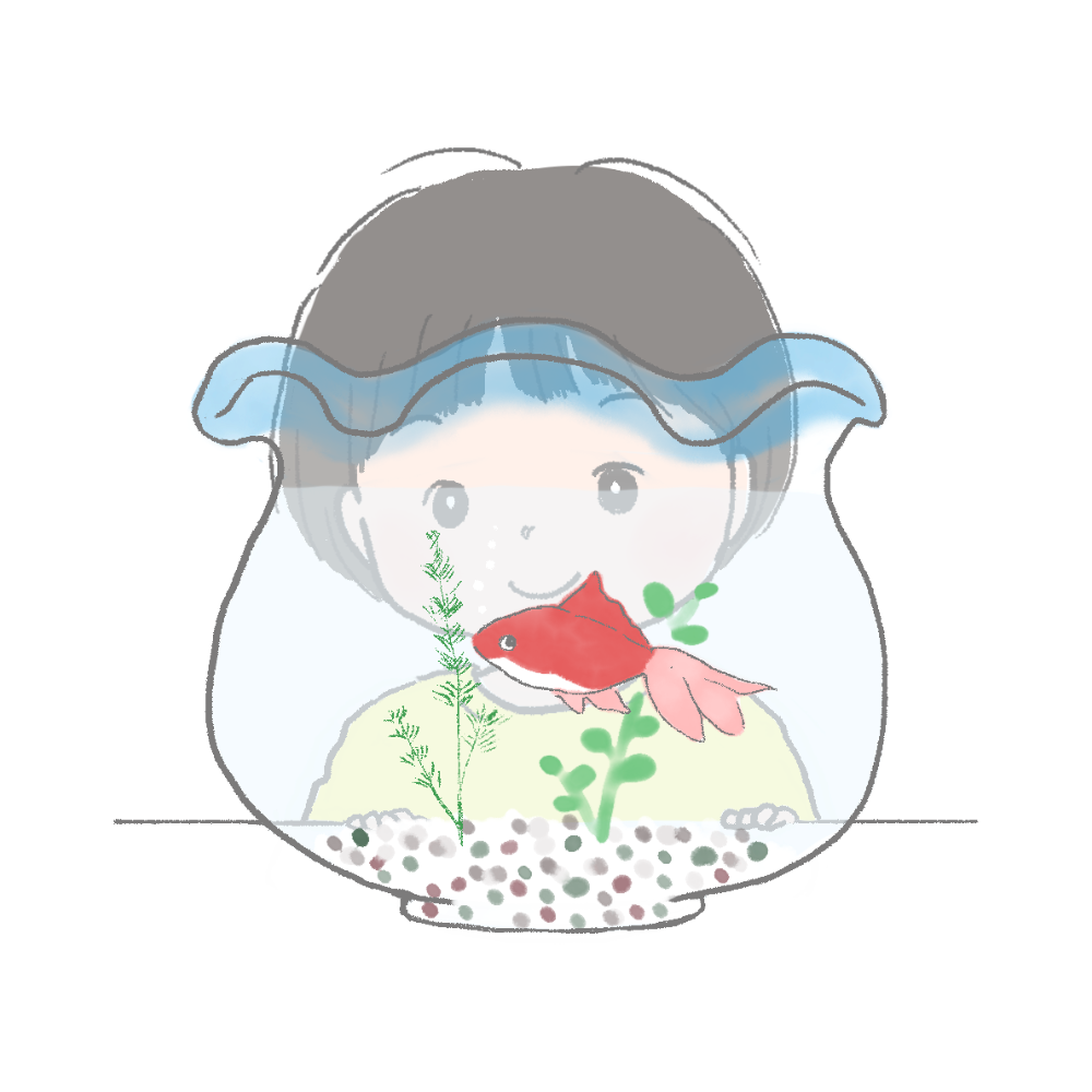 金魚と子どものイラスト｜さしえや