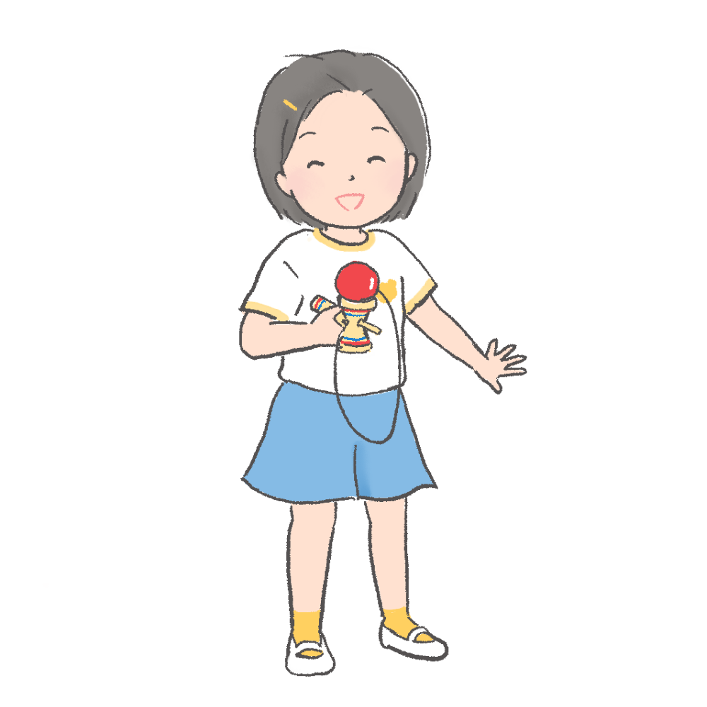 けん玉で遊ぶ子どものイラスト｜さしえや