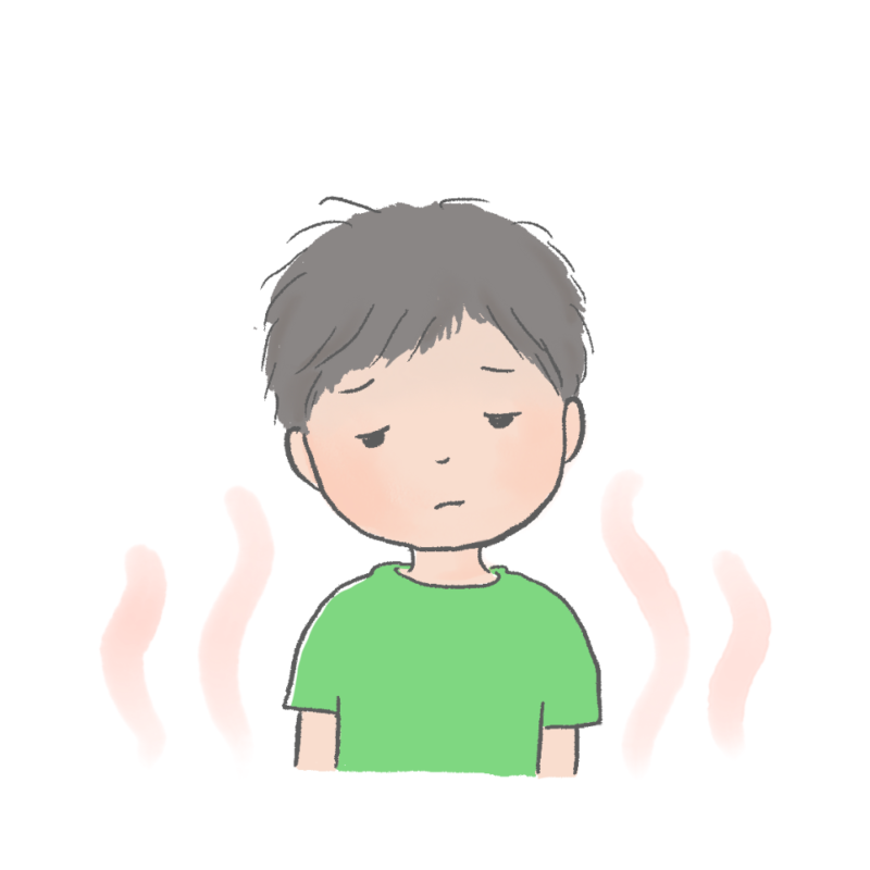 熱中症の症状が出ている子どものイラスト｜さしえや