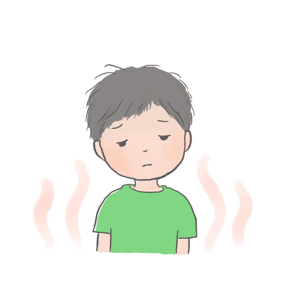 熱中症の症状が出ている子どものイラスト｜さしえや