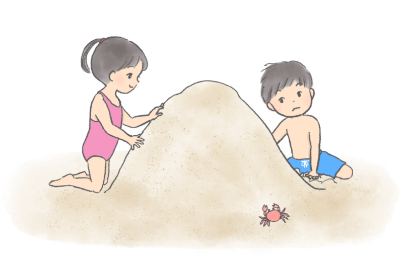 砂遊びをする子どものイラスト｜さしえや