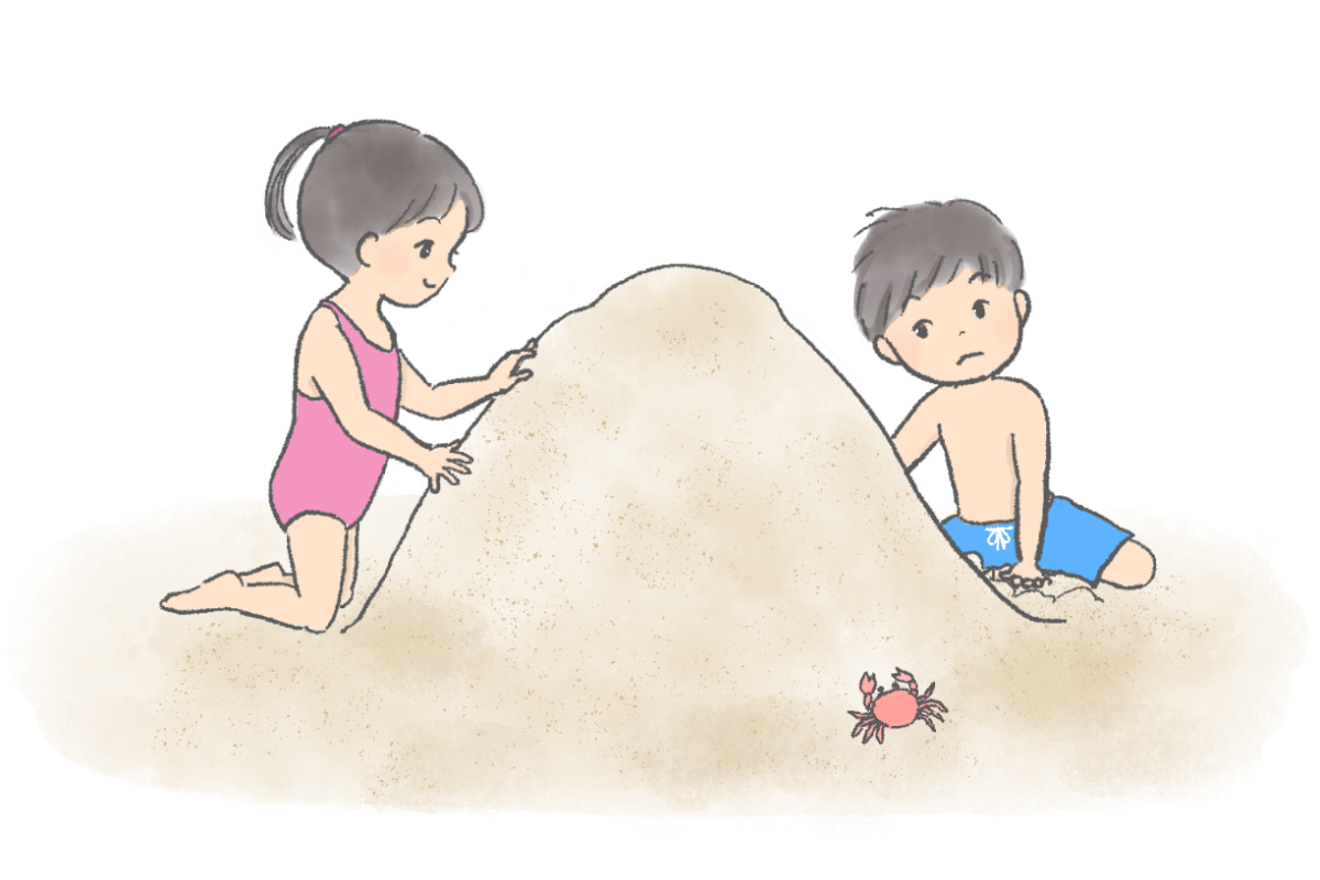 砂遊びをする子どものイラスト｜さしえや