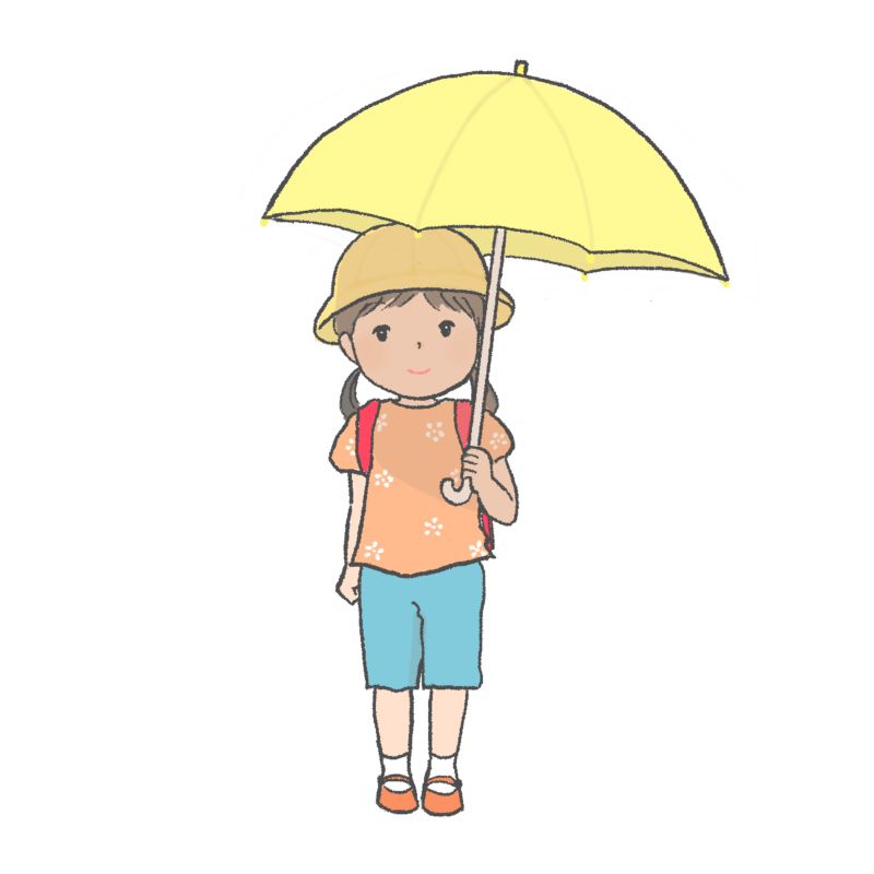 日傘をさす子どものイラスト｜さしえや